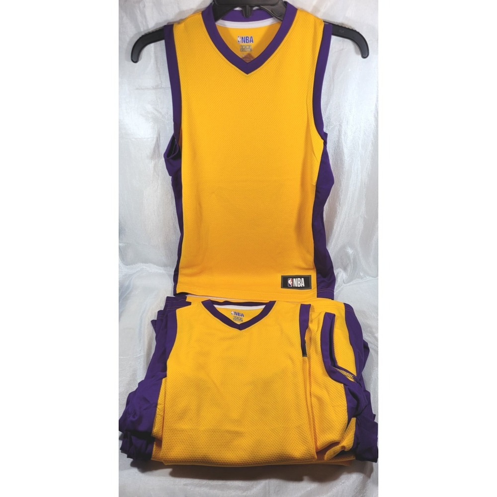 LOT: 13 NBA TX3 Cool Gold/Purple Sleeveless Youth Basketball Jerseys Lakers - M